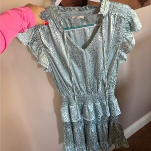 Shimmery Blue Leopard Print Dress